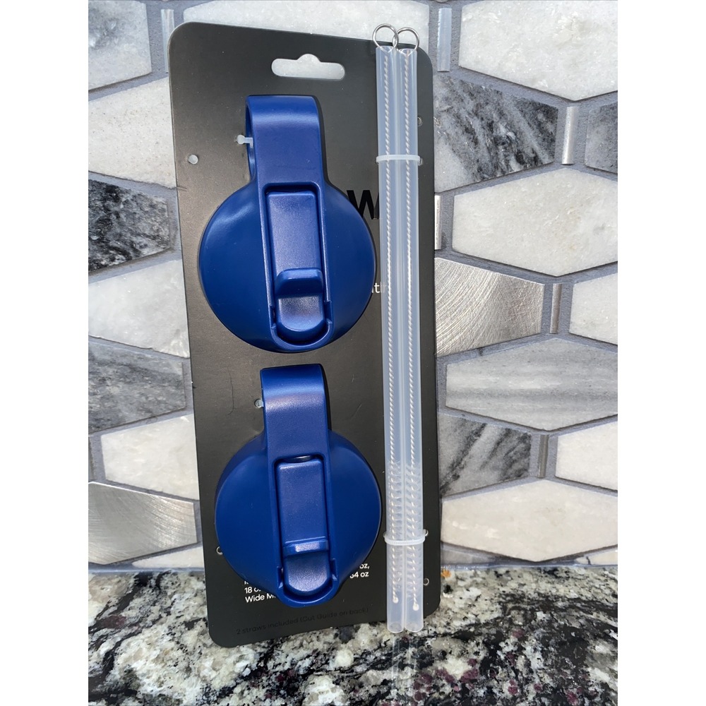Wide Mouth Cobalt Blue StrawLid 2 pack